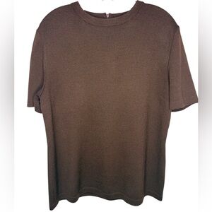 St. John Collection by Marie Gray Brown Santana Knit Short Sleeve Top Large